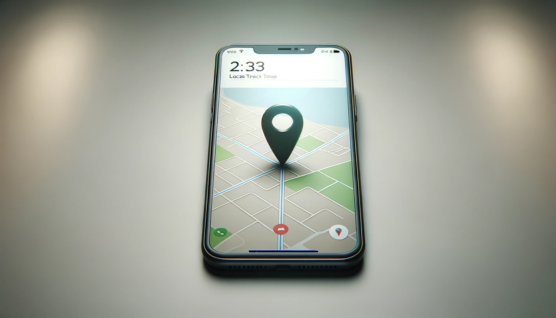 A modern smartphone displaying a location tracking application on its screen.