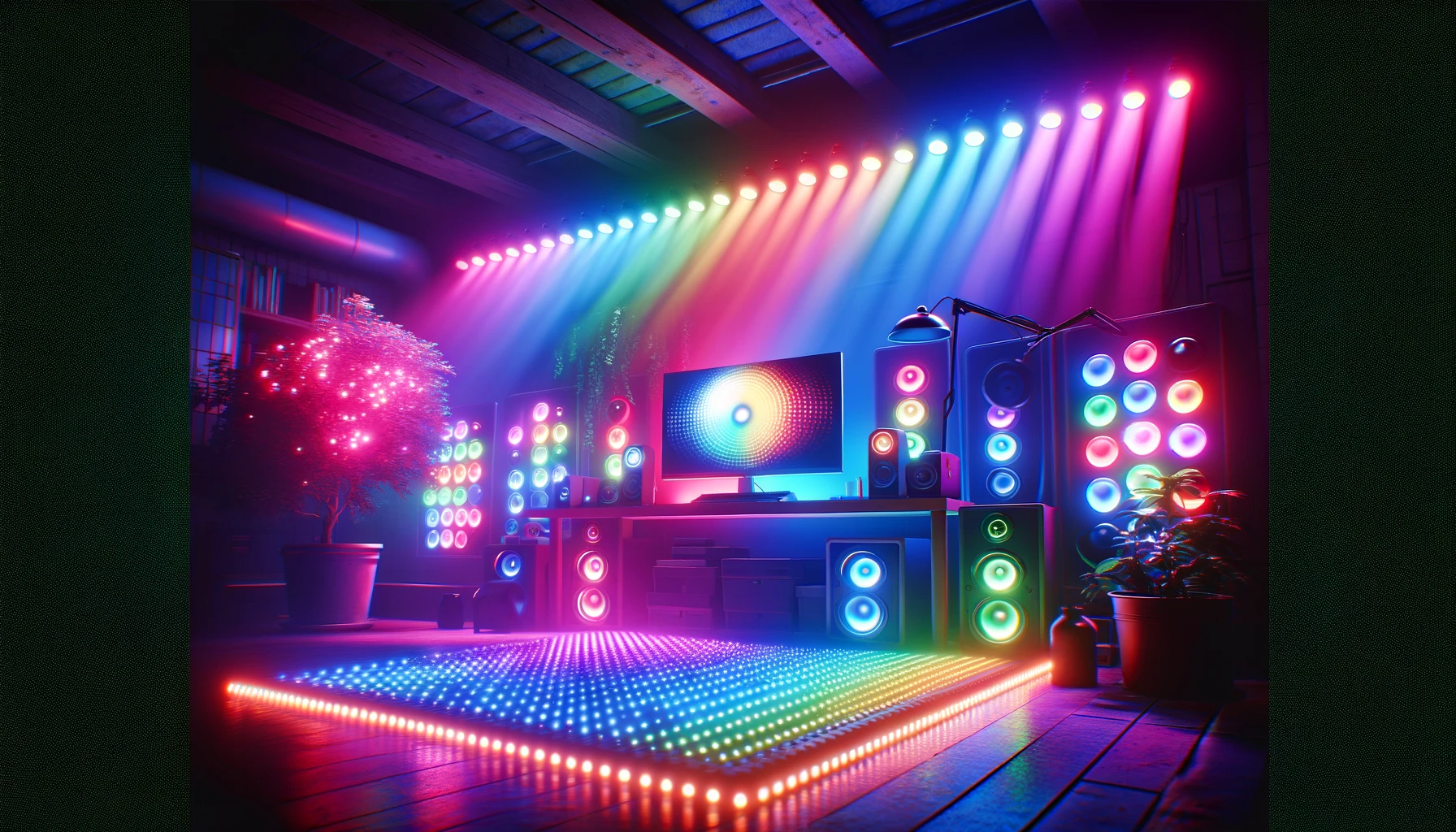 the vivid colors and dynamic lighting effects typical of RGB LED setups.