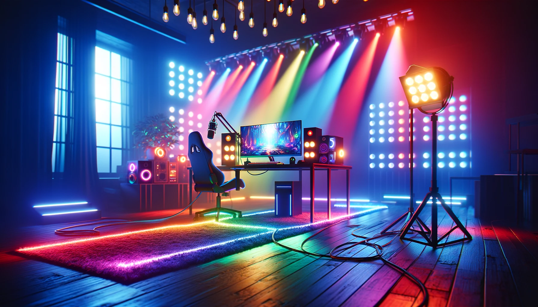 vibrant RGB lighting in a gaming zone at home.
