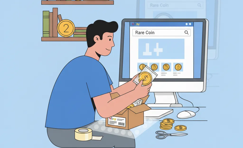 man is packing the coin for sending